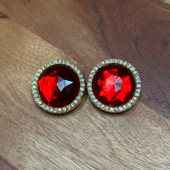 Les Bernard red clip earrings - Picture 3 of 4